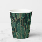 Luxe groen en goud Art Deco Patroon Papieren Bekers (Voorkant)