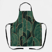 Luxe groen en goud Art Deco Patroon Schort (Voorkant)