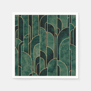 Luxe groen en goud Art Deco Patroon Servet