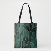 Luxe groen en goud Art Deco Patroon Tote Bag (Voorkant)