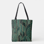 Luxe groen en goud Art Deco Patroon Tote Bag (Achterkant)