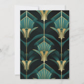 Luxe Groen en Goud Art Deco Vrijgezellenfeest Kaart (Achterkant)