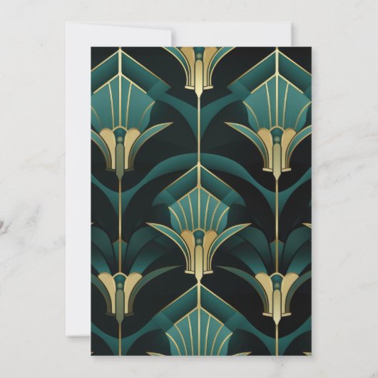 Luxe Groen en Goud Art Deco Vrijgezellenfeest Kaart (Achterkant)