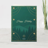 Luxe Groen en Goud Kerstmis Kaart (Achterkant)