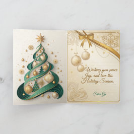 Luxe Groen en Goud Kerstmis Kaart