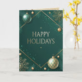 Luxe Groen en Goud Kerstmis Kaart (Gele Bloem)