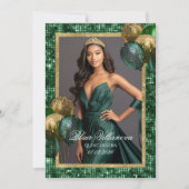 Luxe Groen en Goud Verjaardag Foto uitnodiging (Voorkant)