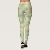 Luxe Groen Geel Grijs Waterverf Abstracte Kunst Leggings (Achterkant)