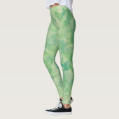 Luxe Groen Gele Waterverf Abstracte Kunst Leggings (Links)
