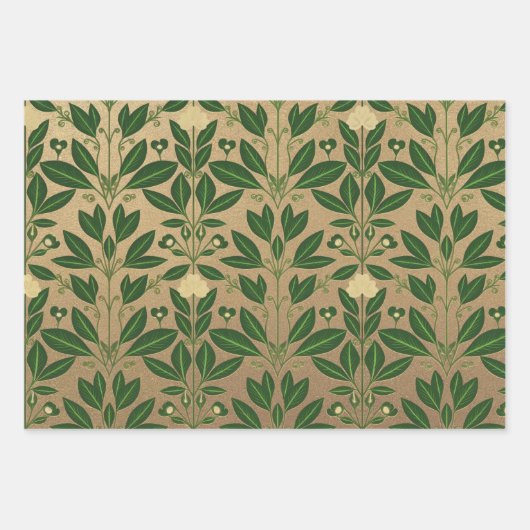 Luxe Groen & Goud Botanisch Inpakpapier (Voorkant)