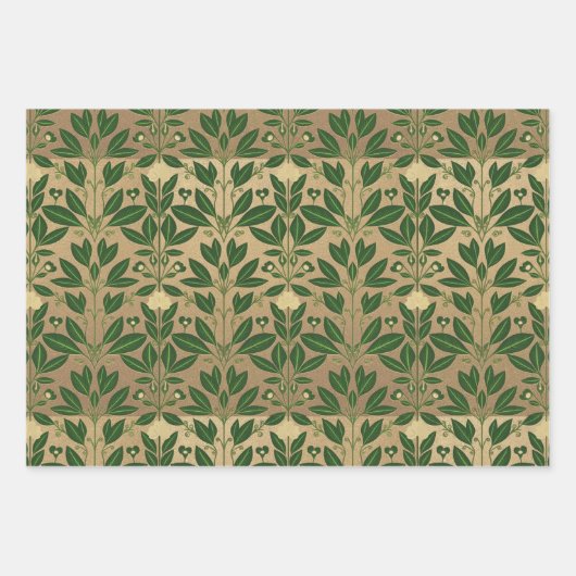 Luxe Groen & Goud Botanisch Inpakpapier Vel (Voorkant 3)