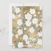 Luxe Groen Goud Chinoiserie Bloemvogels Bruiloft Kaart (Achterkant)