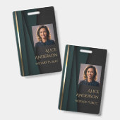 Luxe groen goud elegante notaris openbaar badge (Voor- en achterkant)
