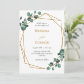 Luxe groen gouden Lijst huwelijksuitnodiging Kaart (Staand voorkant)