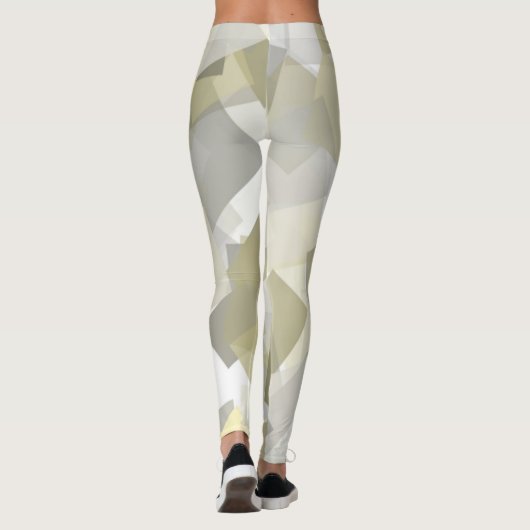 Luxe Groen Grijs Wit Waterverf Abstracte kunst Leggings (Achterkant)