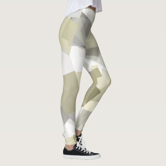 Luxe Groen Grijs Wit Waterverf Abstracte kunst Leggings (Rechts)