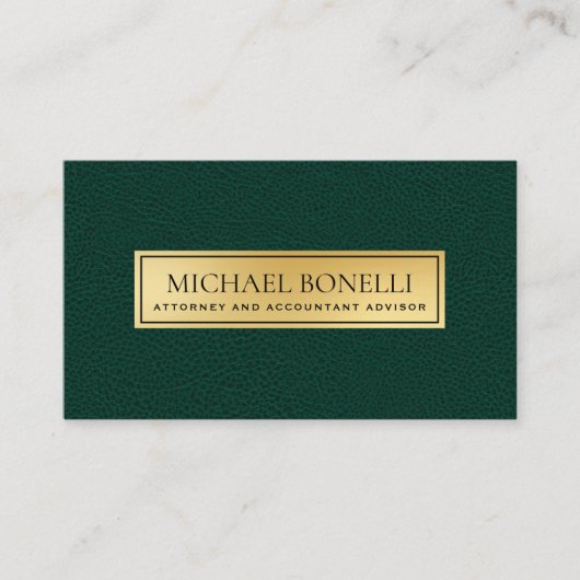 Luxe Groen Lederen Goud Label Professioneel (Voorkant)