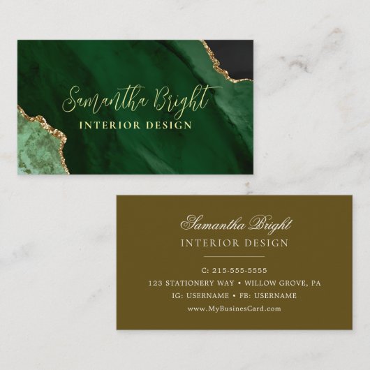 Luxe groen smaragd Visitekaartje (Voorkant / Achterkant)