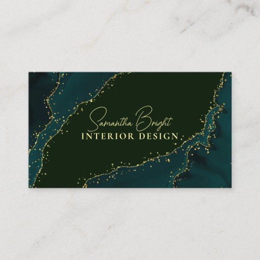 Luxe Groen Sparkly gouden Visitekaartje (Voorkant)