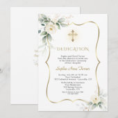 Luxe groen wit bloemengesticht meisje toewijding  kaart (Voorkant / Achterkant)