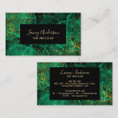 Luxe groen zwart en faux goud folie glitter visitekaartje (Voorkant / Achterkant)
