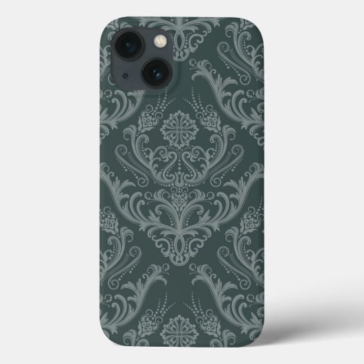 Luxe groene bloemendamaskbehang Case-Mate iPhone case (Achterkant)