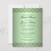 Luxe groene damast wervelt bruids uitnodiging (Voorkant)