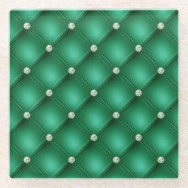 Luxe Groene Diamant Gebruikte Patroon Glazen Onderzetter
