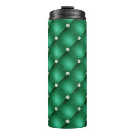 Luxe Groene Diamant Geplooid Patroon Thermosbeker