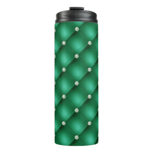 Luxe Groene Diamant Geplooid Patroon Thermosbeker