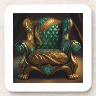 Luxe groene en gouden fauteuil bier onderzetter