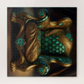 Luxe groene en gouden fauteuil legpuzzel (Horizontaal)