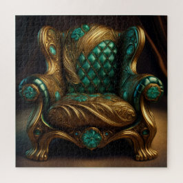 Luxe groene en gouden fauteuil legpuzzel