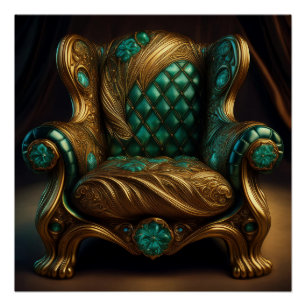 Luxe groene en gouden fauteuil perfect poster