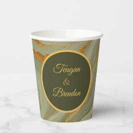 Luxe groene en gouden onyx steen papieren bekers