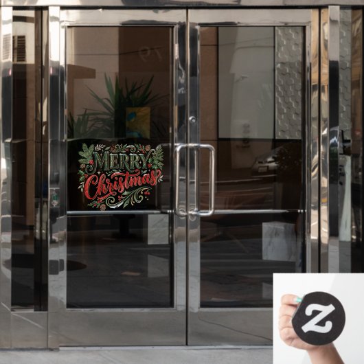 Luxe groene en rode handlettering raamsticker (Kantoordeur)
