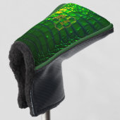 Luxe groene Faux Crocodile Monogrammed Putter Golfheadcover (3/4 voorkant)