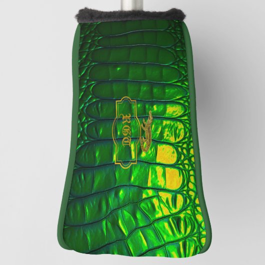 Luxe groene Faux Crocodile Monogrammed Putter Golfheadcover (Draai 90)