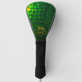 Luxe groene faux krokodil monogram golfheadcover (Voorkant)