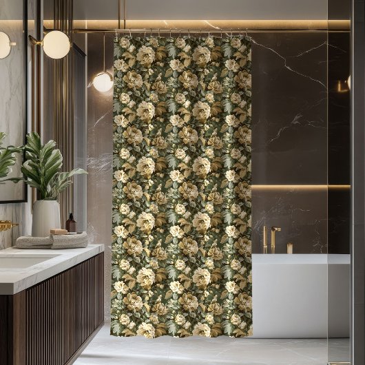 Luxe groene gouden gordijn moderne botanische stij