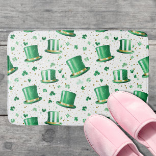 Luxe groene gouden hoeden en shamrocks wit badmat