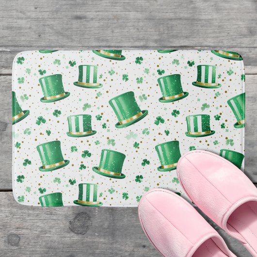 Luxe groene gouden hoeden en shamrocks wit badmat