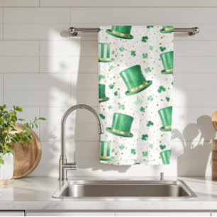 Luxe groene gouden hoeden en shamrocks wit theedoek