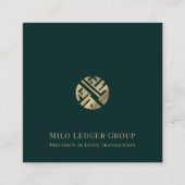 Luxe groene gouden Logo Vierkante Visitekaartje (Voorkant)