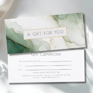Luxe groene gouden marmeren cadeaubon