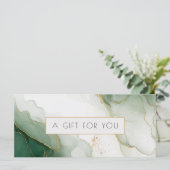 Luxe groene gouden marmeren QR-code cadeaubon (Staand voorkant)