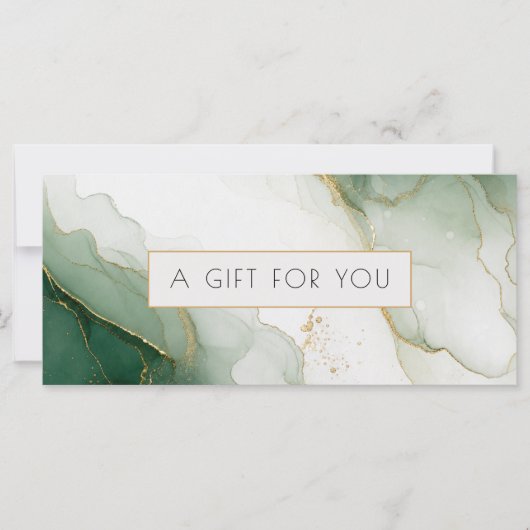 Luxe groene gouden marmeren QR-code cadeaubon (Voorkant)