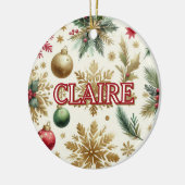 Luxe Groene Gouden Sneeuwvlok Vakantie Elegant Keramisch Ornament (Links)