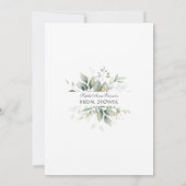 Luxe groene goudkleurige bladeren bruidsdiner kaart (Achterkant)