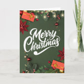 Luxe groene kerstkaart met gouden accenten feestdagen kaart (Voorkant)